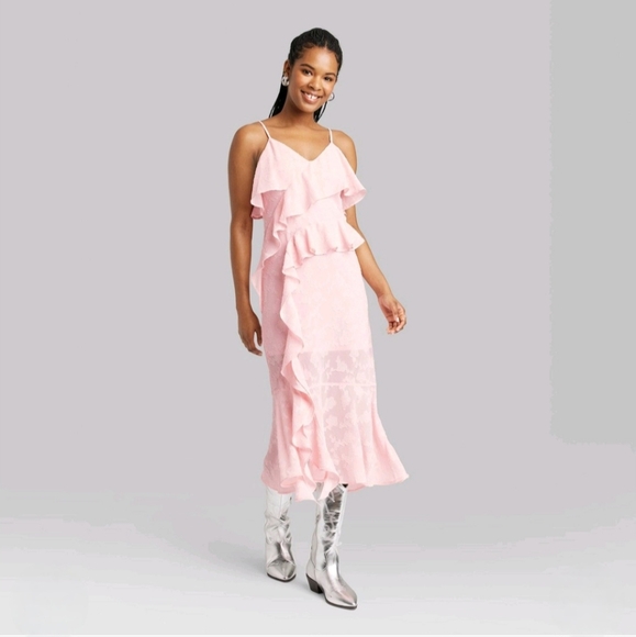 Women's Ruffle Midi Dress - Wild Fable Pink XXS - Picture 2 of 3